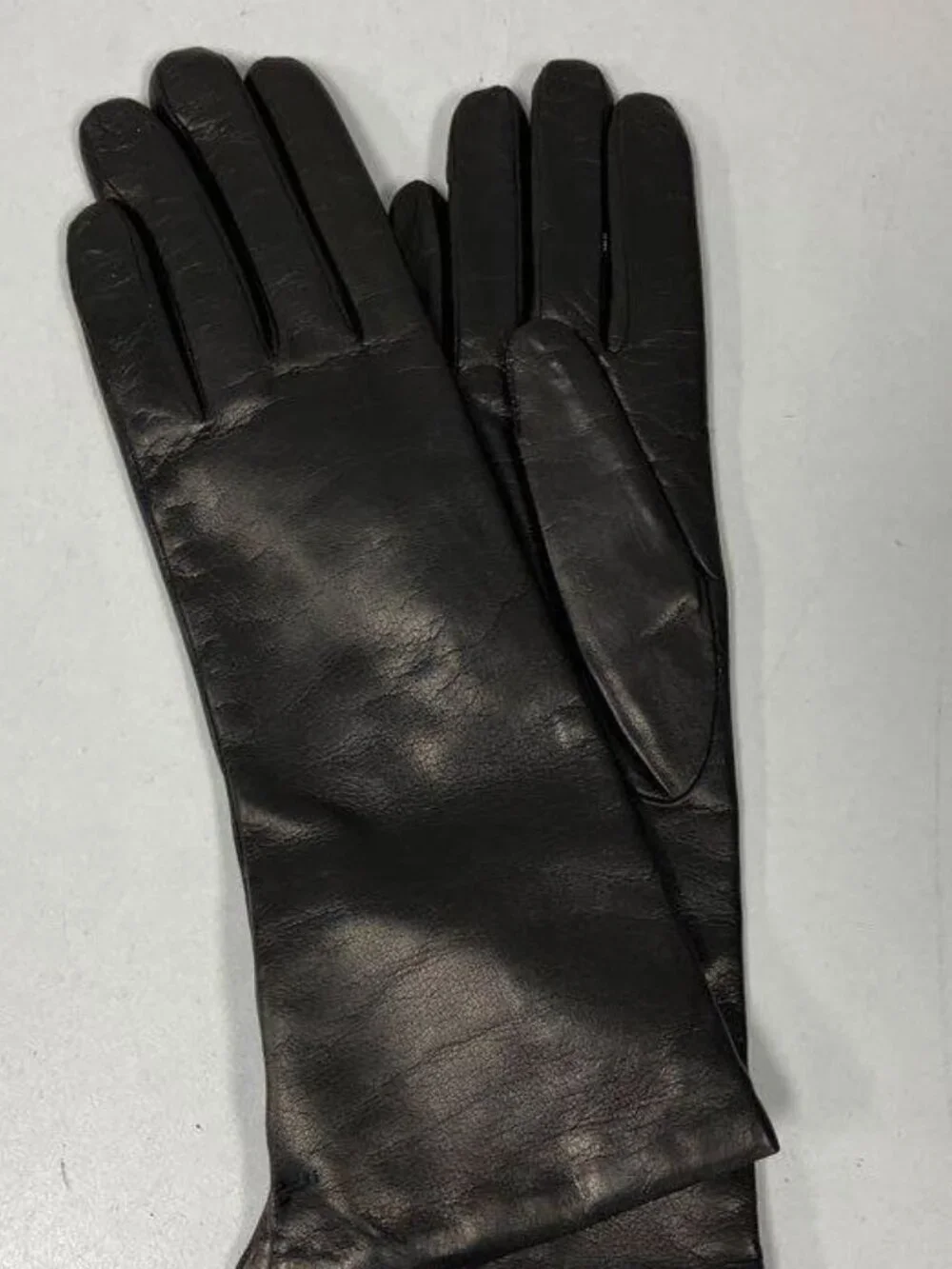 Vintage Giorgio Sermoneta Women's Black Leather Lined Long Gloves Sz 6